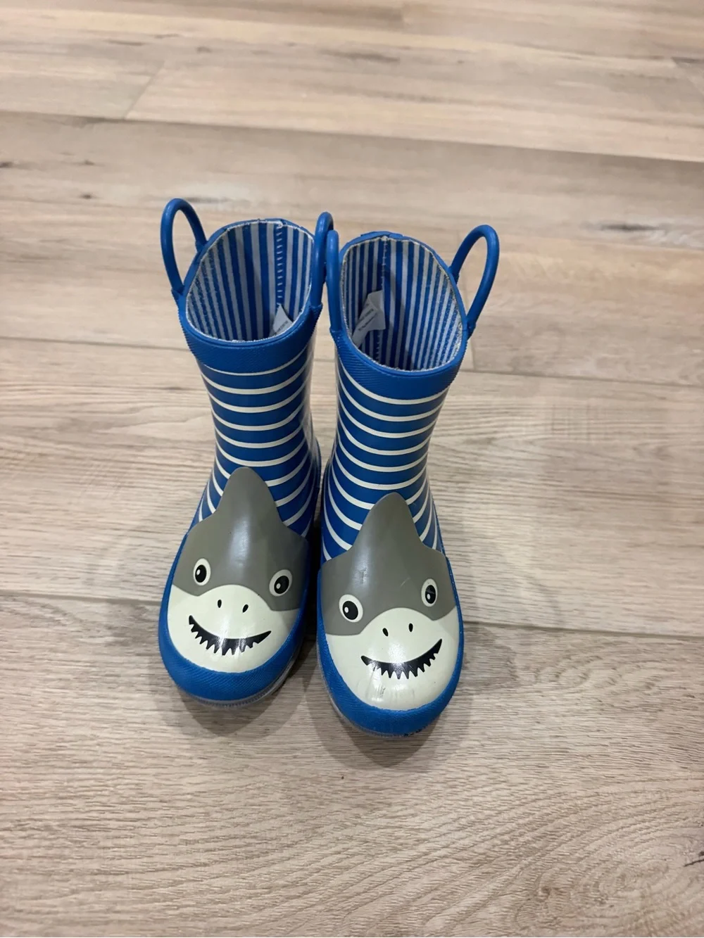 Kids Shark Stripe Rain Boots - Blue Size 7/8